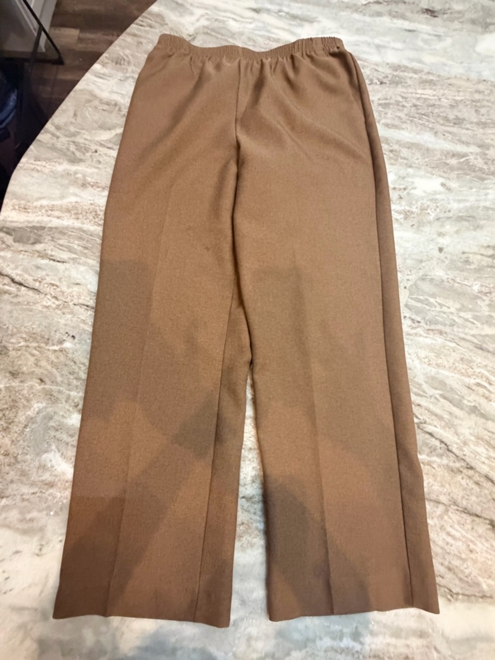 Alfred Dunner Pull On Pants Womens 8 Brown Elastic Waist Straight Leg